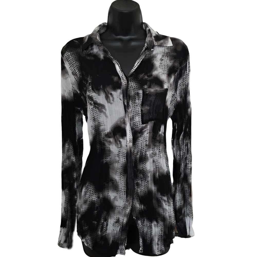 ❤️Rock & Republic Monochrome Button-Down Sheer Blouse☆